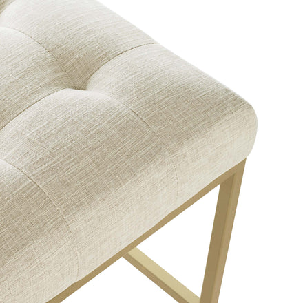 Privy Gold Stainless Steel Upholstered Fabric Counter Stool in Gold Beige