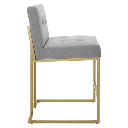 Privy Gold Stainless Steel Upholstered Fabric Counter Stool by Furniture For America