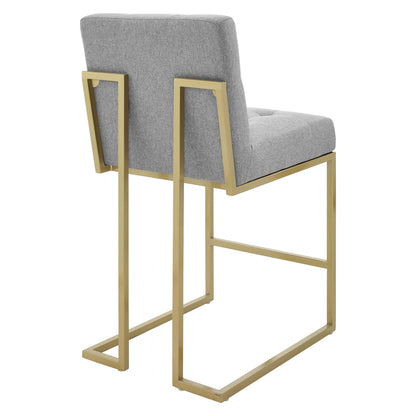 Privy Gold Stainless Steel Upholstered Fabric Counter Stool by Furniture For America