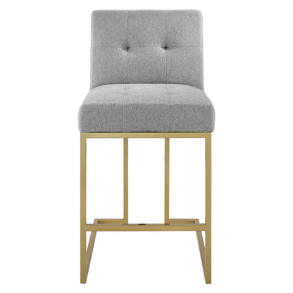 Privy Gold Stainless Steel Upholstered Fabric Counter Stool by Furniture For America