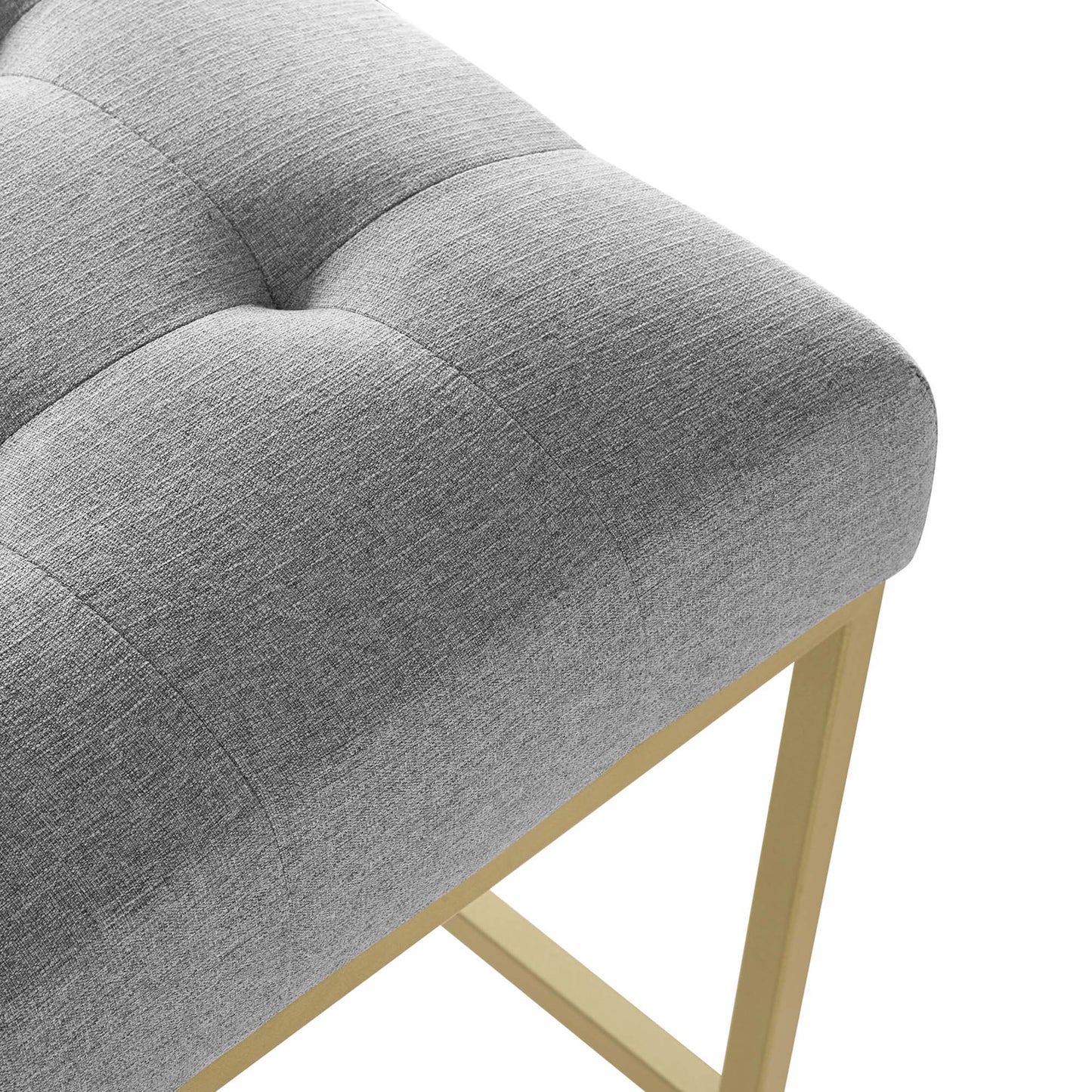 Privy Gold Stainless Steel Upholstered Fabric Counter Stool by Furniture For America