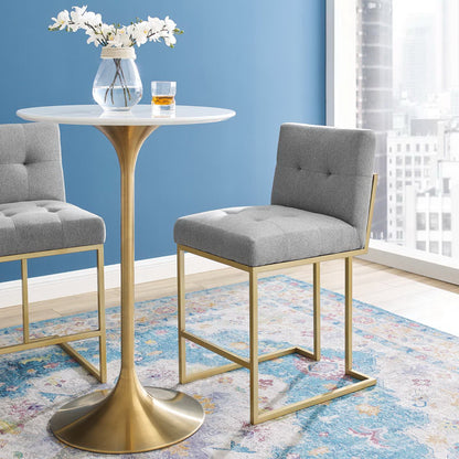 Privy Gold Stainless Steel Upholstered Fabric Counter Stool by Furniture For America