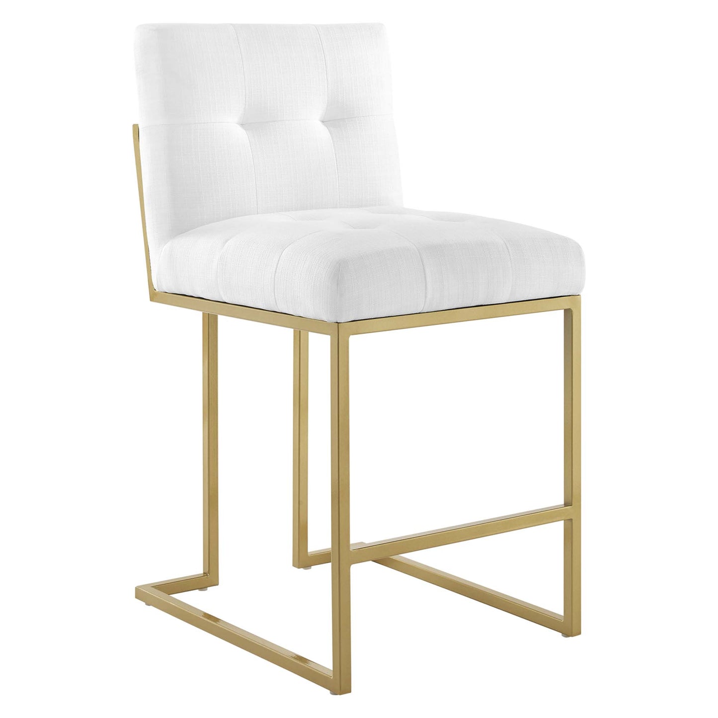 Privy Gold Stainless Steel Upholstered Fabric Counter Stool by Furniture For America