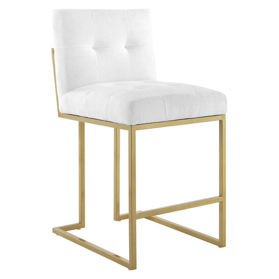 Indigo Gold Stainless Steel Upholstered Fabric Counter Stool in Gold White
