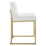 Indigo Gold Stainless Steel Upholstered Fabric Counter Stool in Gold White