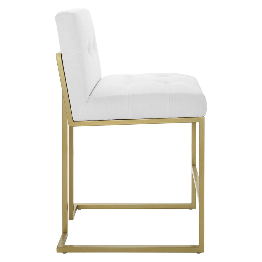 Indigo Gold Stainless Steel Upholstered Fabric Counter Stool in Gold White