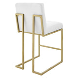 Indigo Gold Stainless Steel Upholstered Fabric Counter Stool in Gold White