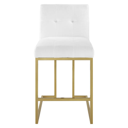 Privy Gold Stainless Steel Upholstered Fabric Counter Stool by Furniture For America