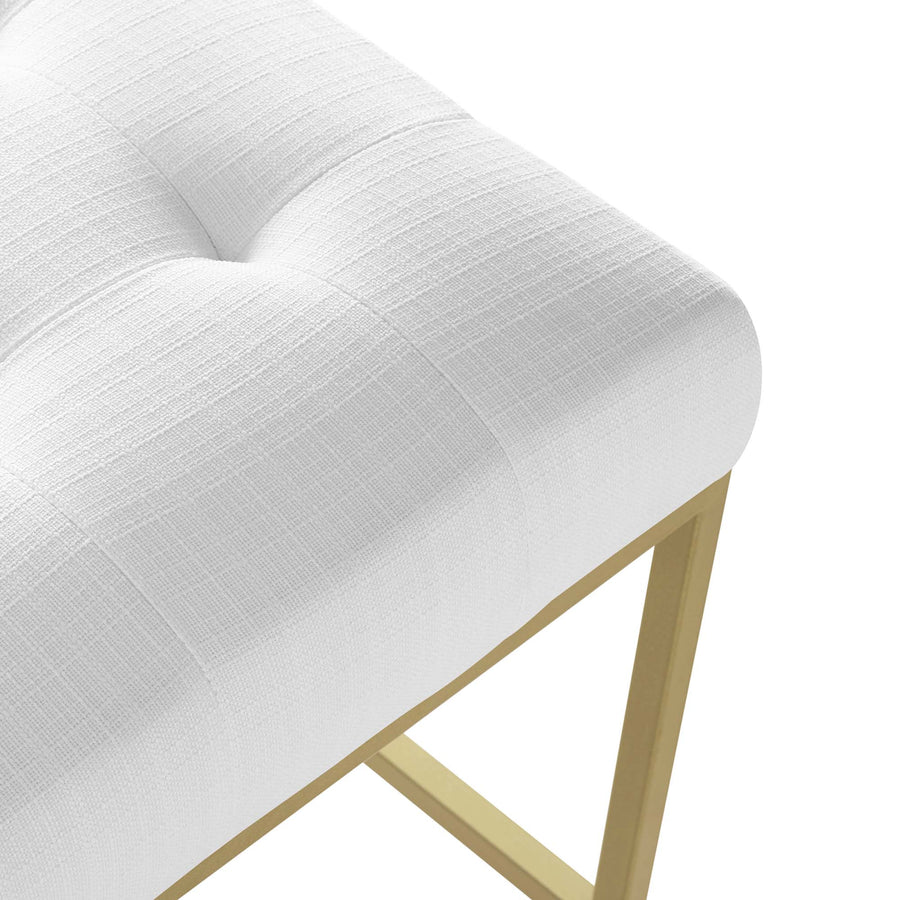Indigo Gold Stainless Steel Upholstered Fabric Counter Stool in Gold White