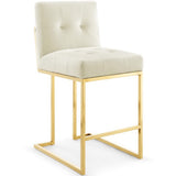 Indigo Gold Stainless Steel Performance Velvet Counter Stool in Gold Ivory