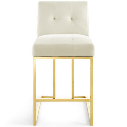 Privy Gold Stainless Steel Performance Velvet Counter Stool by Furniture For America