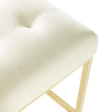 Indigo Gold Stainless Steel Performance Velvet Counter Stool in Gold Ivory