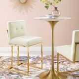 Indigo Gold Stainless Steel Performance Velvet Counter Stool in Gold Ivory