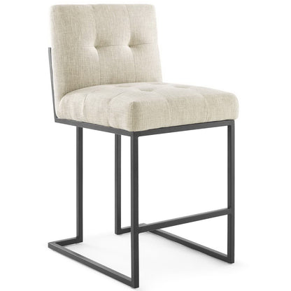 Privy Black Stainless Steel Upholstered Fabric Counter Stool by Furniture For America