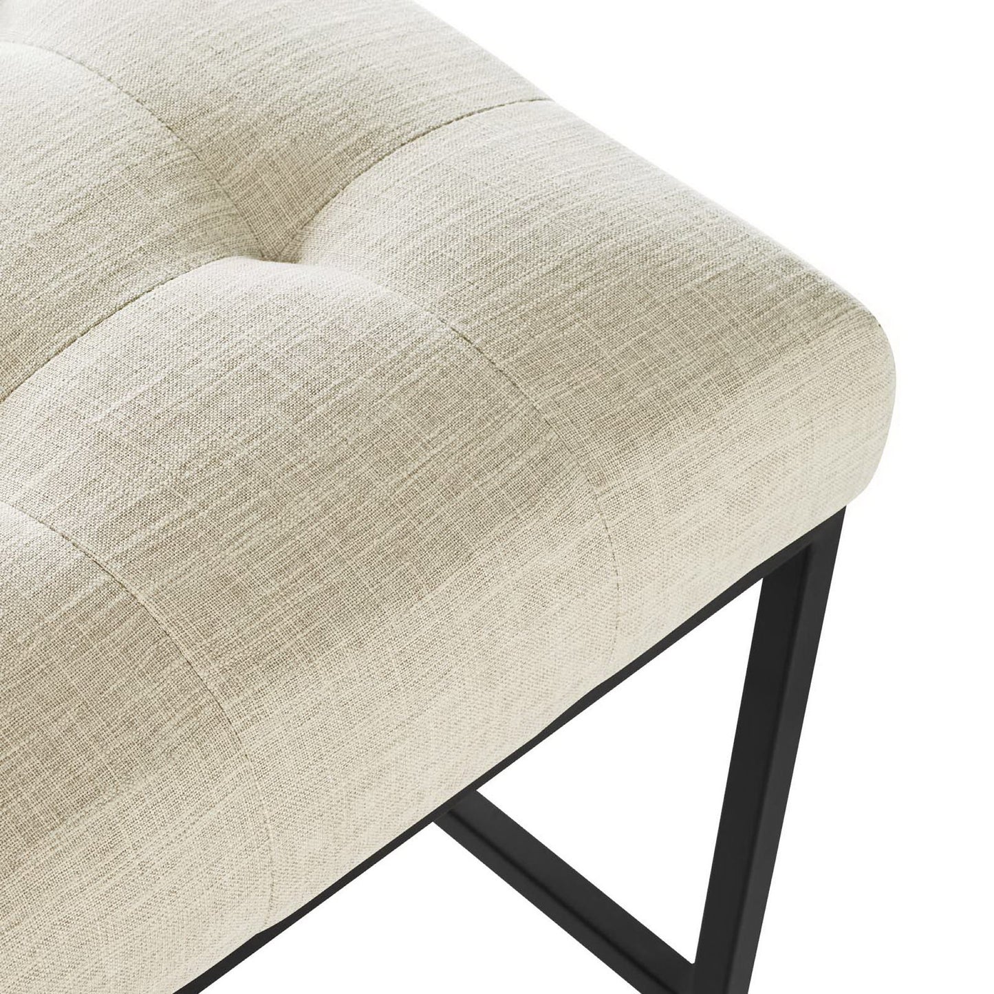 Privy Black Stainless Steel Upholstered Fabric Counter Stool by Furniture For America