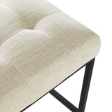Indigo Black Stainless Steel Upholstered Fabric Counter Stool in Black Beige