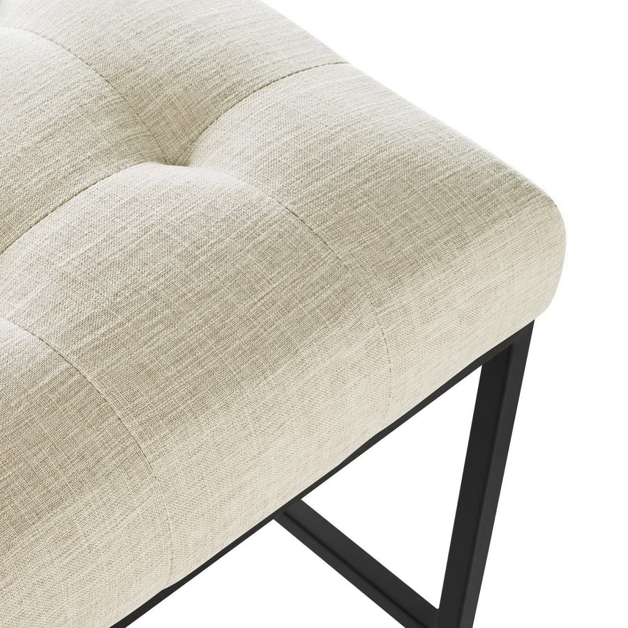 Indigo Black Stainless Steel Upholstered Fabric Counter Stool in Black Beige