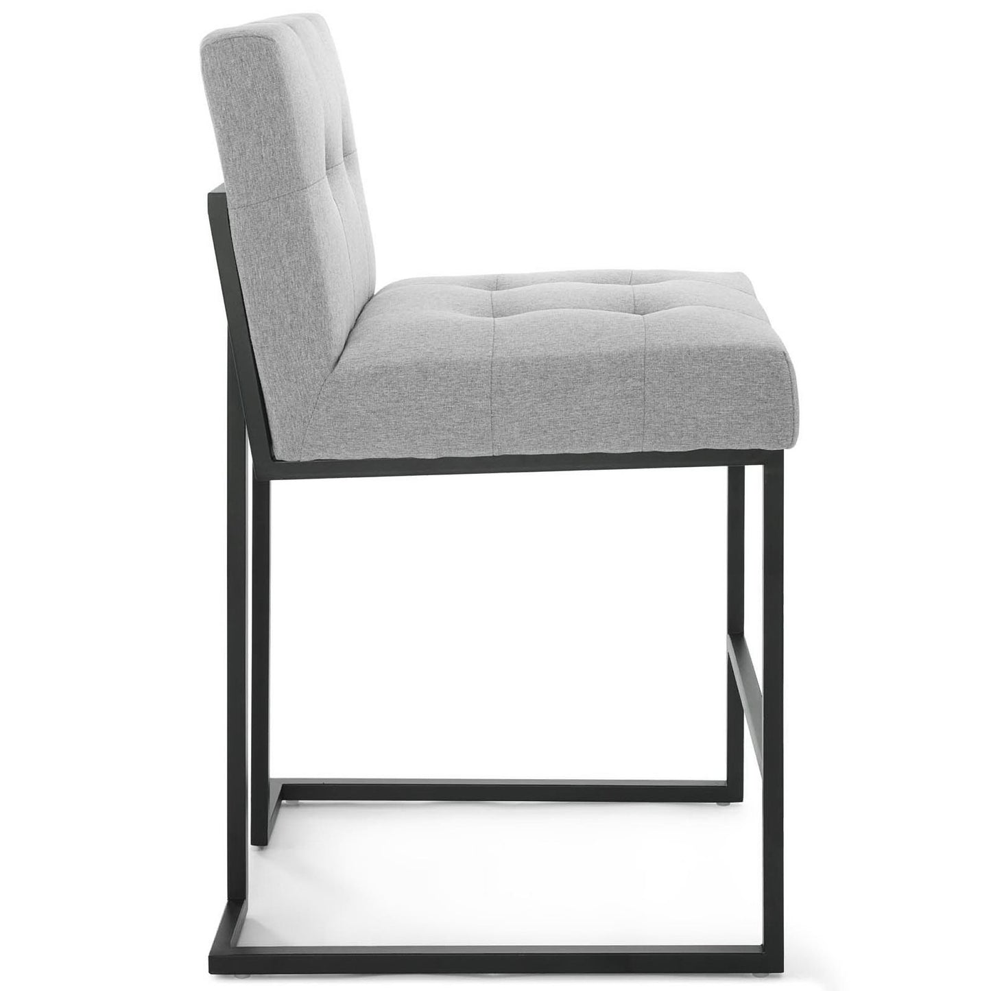 Privy Black Stainless Steel Upholstered Fabric Counter Stool by Furniture For America