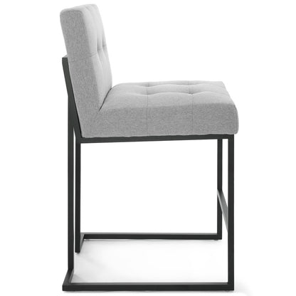 Privy Black Stainless Steel Upholstered Fabric Counter Stool by Furniture For America