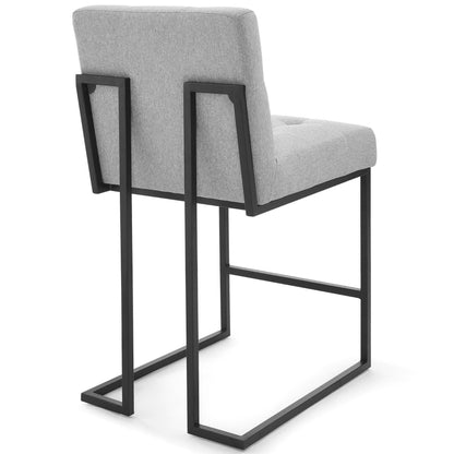 Privy Black Stainless Steel Upholstered Fabric Counter Stool by Furniture For America