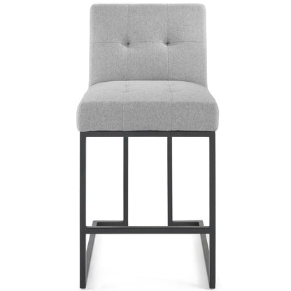Privy Black Stainless Steel Upholstered Fabric Counter Stool by Furniture For America