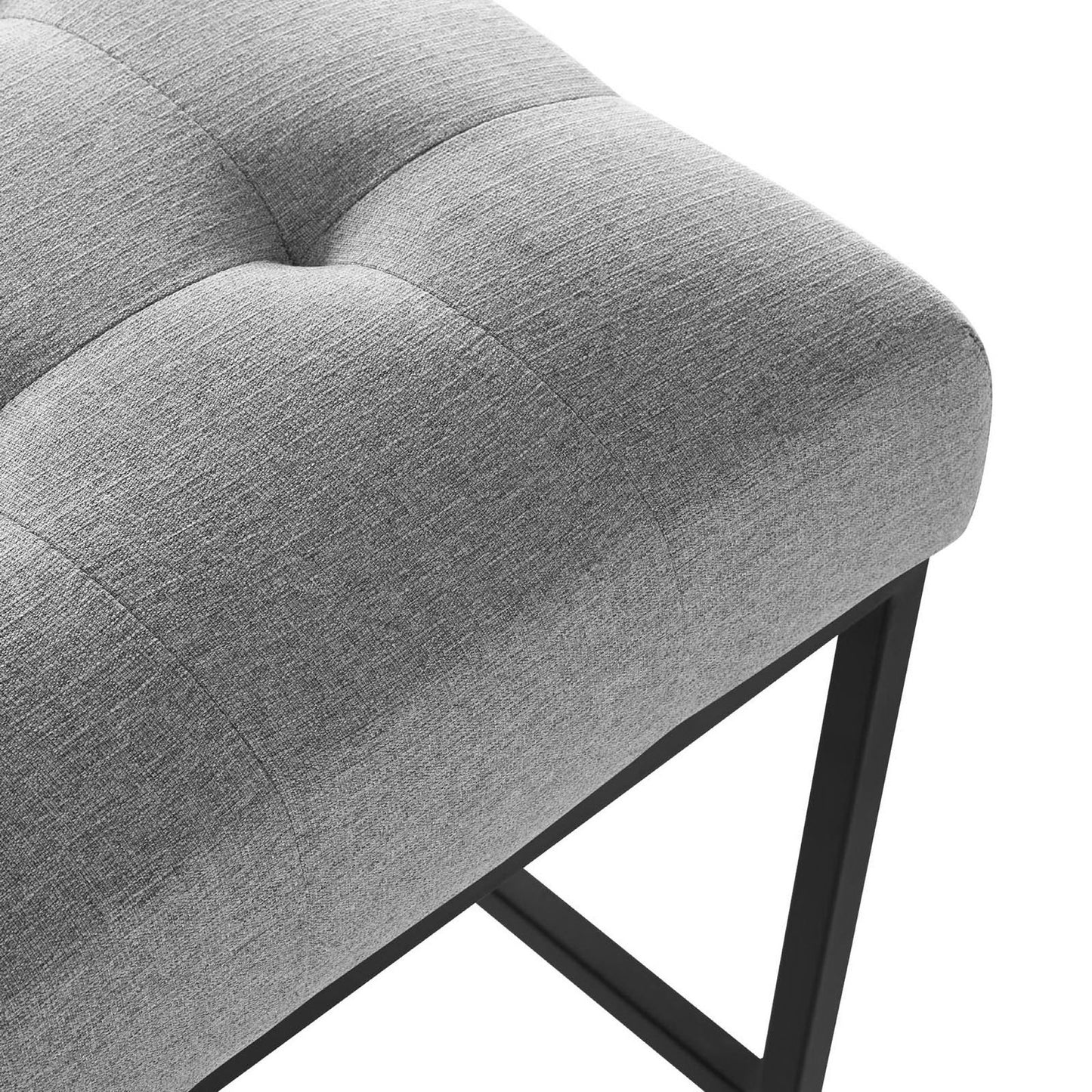 Privy Black Stainless Steel Upholstered Fabric Counter Stool by Furniture For America