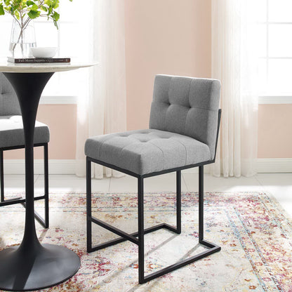 Privy Black Stainless Steel Upholstered Fabric Counter Stool by Furniture For America