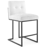 Indigo Black Stainless Steel Upholstered Fabric Counter Stool in Black White