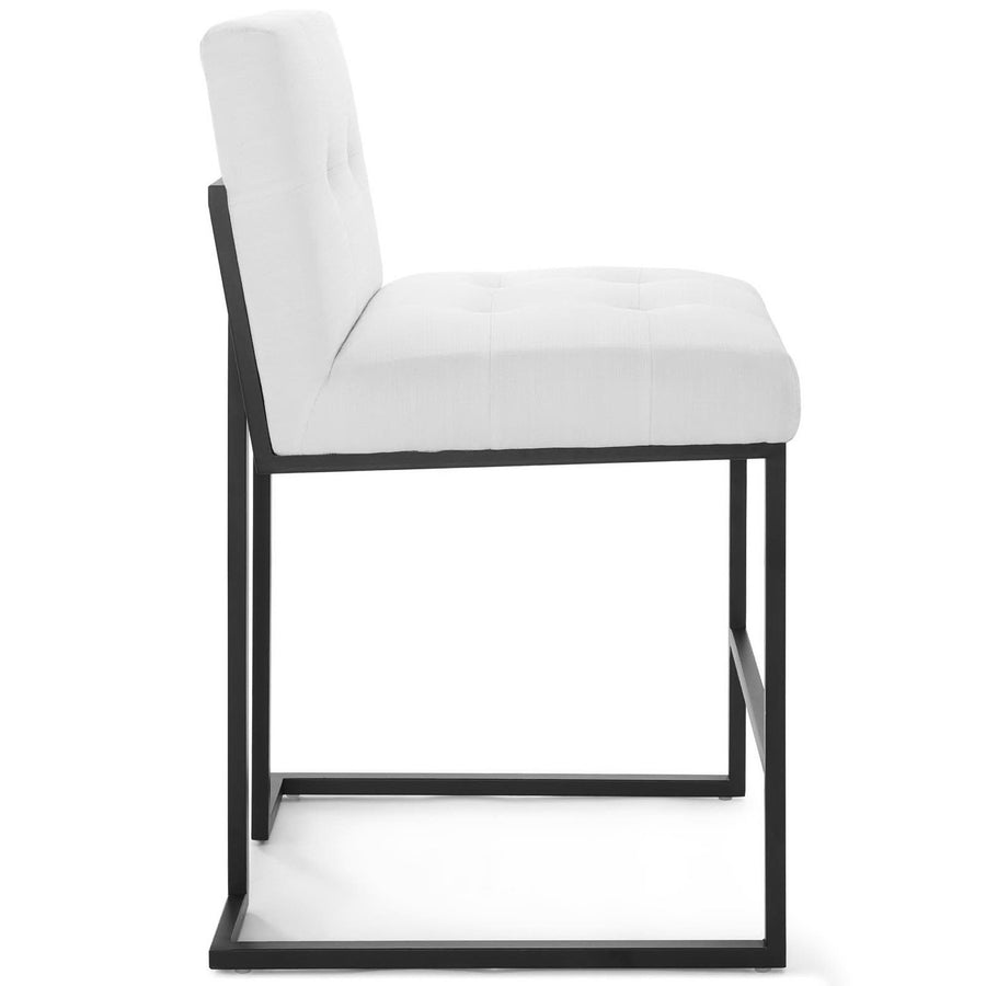 Indigo Black Stainless Steel Upholstered Fabric Counter Stool in Black White