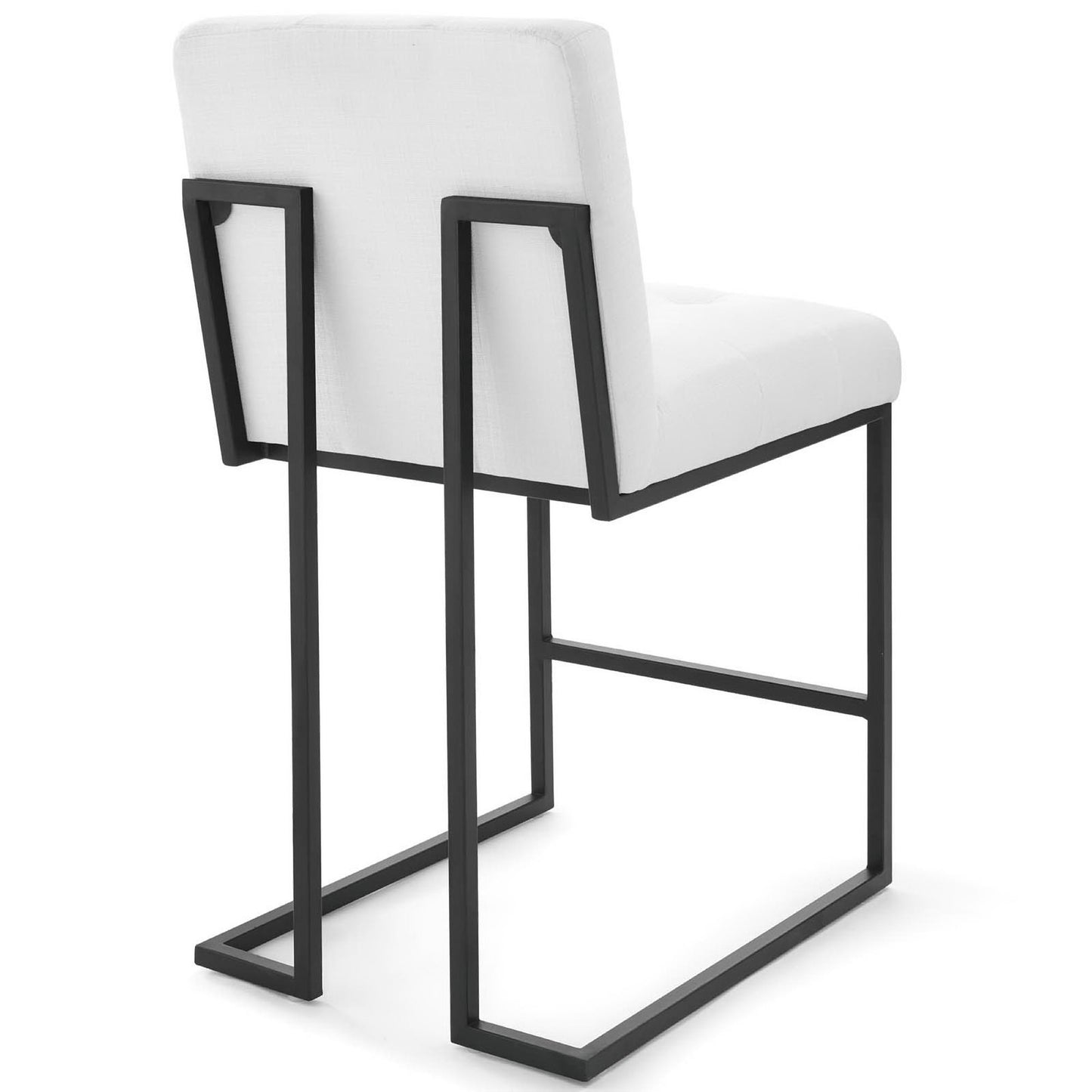 Privy Black Stainless Steel Upholstered Fabric Counter Stool by Furniture For America