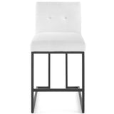 Indigo Black Stainless Steel Upholstered Fabric Counter Stool in Black White