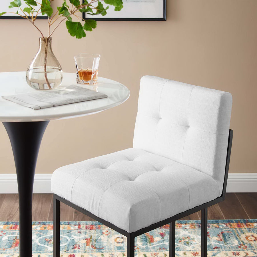 Indigo Black Stainless Steel Upholstered Fabric Counter Stool in Black White