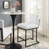 Indigo Black Stainless Steel Upholstered Fabric Counter Stool in Black White
