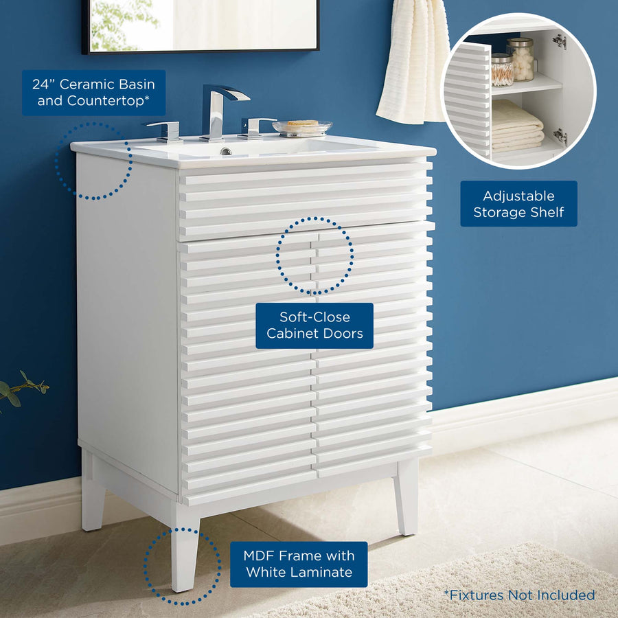 Vera 24" Bathroom Vanity in White White