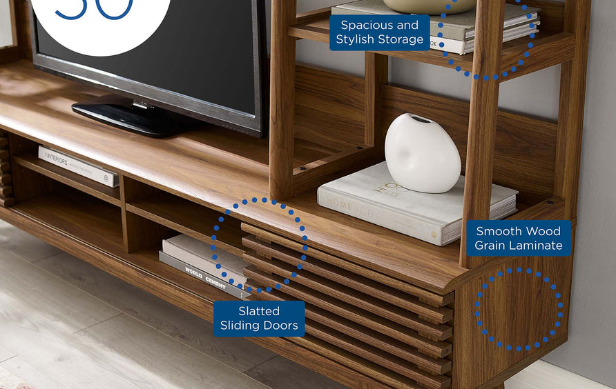 Vera TV Stand Entertainment Center in Walnut