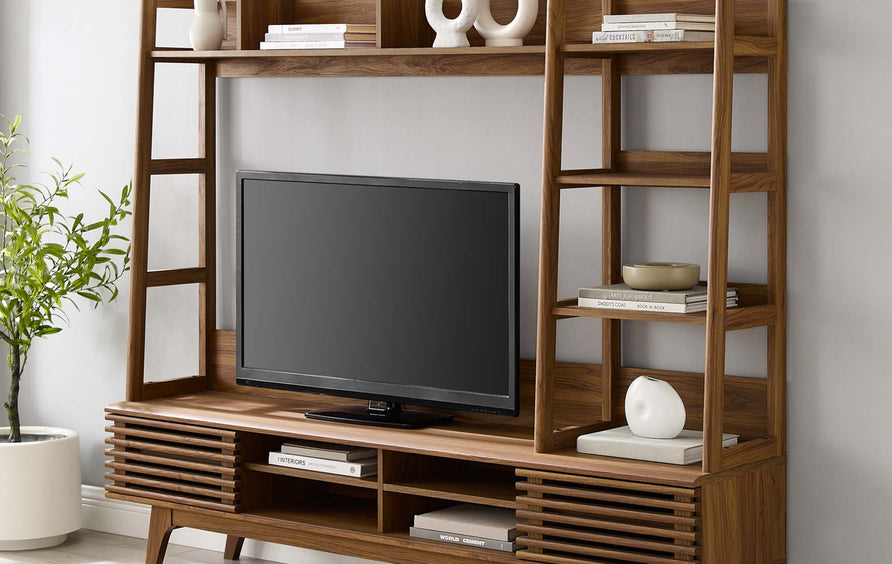 Vera TV Stand Entertainment Center in Walnut