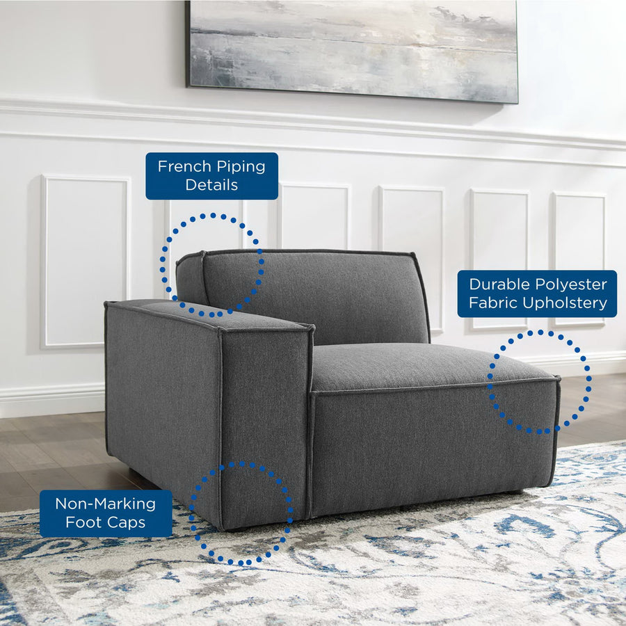 Atlas Left-Arm Sectional Sofa Chair in Charcoal