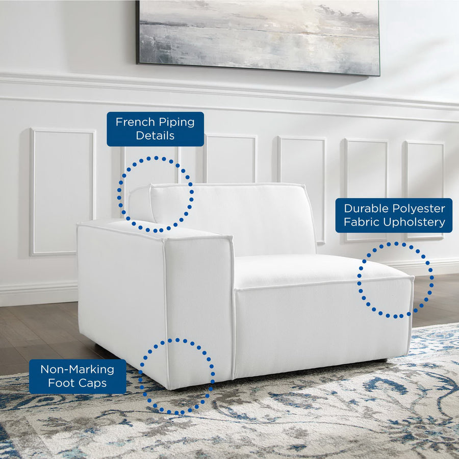 Atlas Left-Arm Sectional Sofa Chair in White