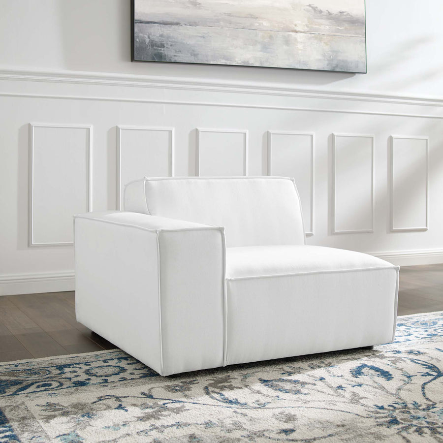 Atlas Left-Arm Sectional Sofa Chair in White