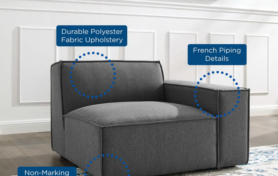 Atlas Right-Arm Sectional Sofa Chair in Charcoal