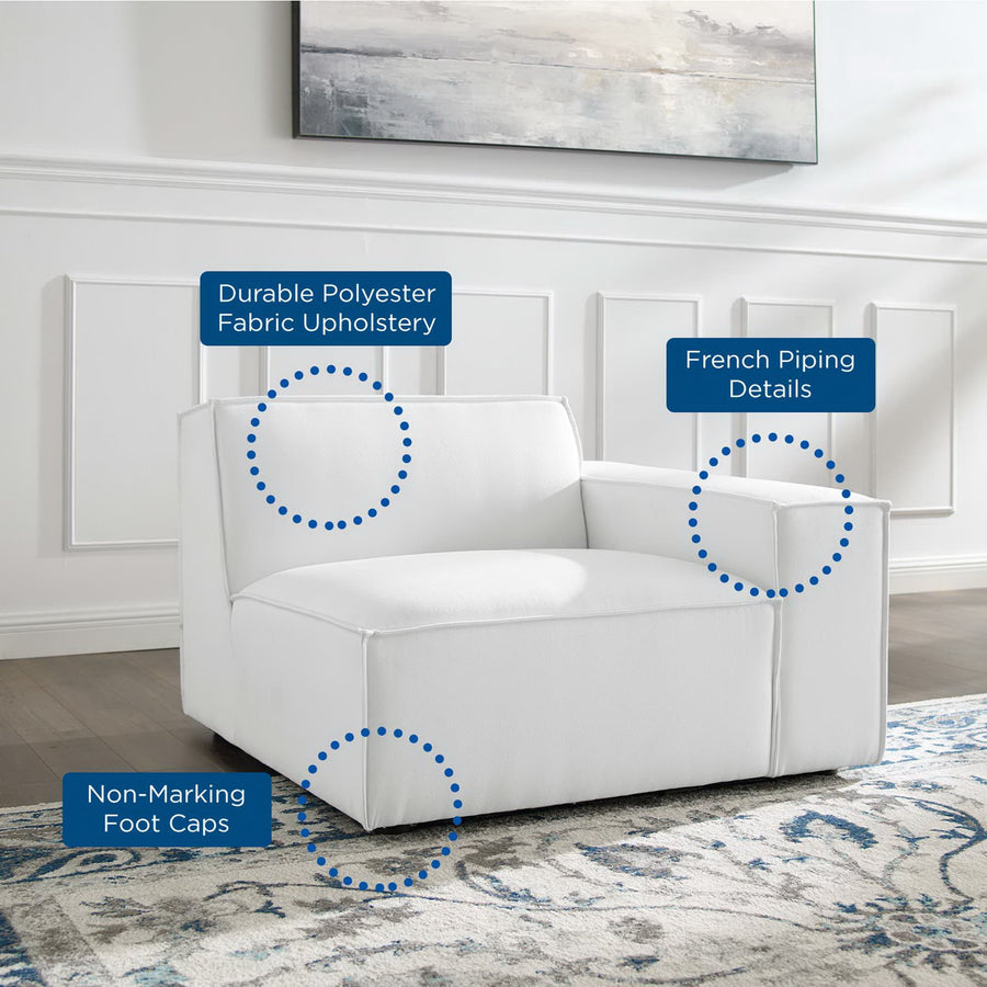 Atlas Right-Arm Sectional Sofa Chair in White