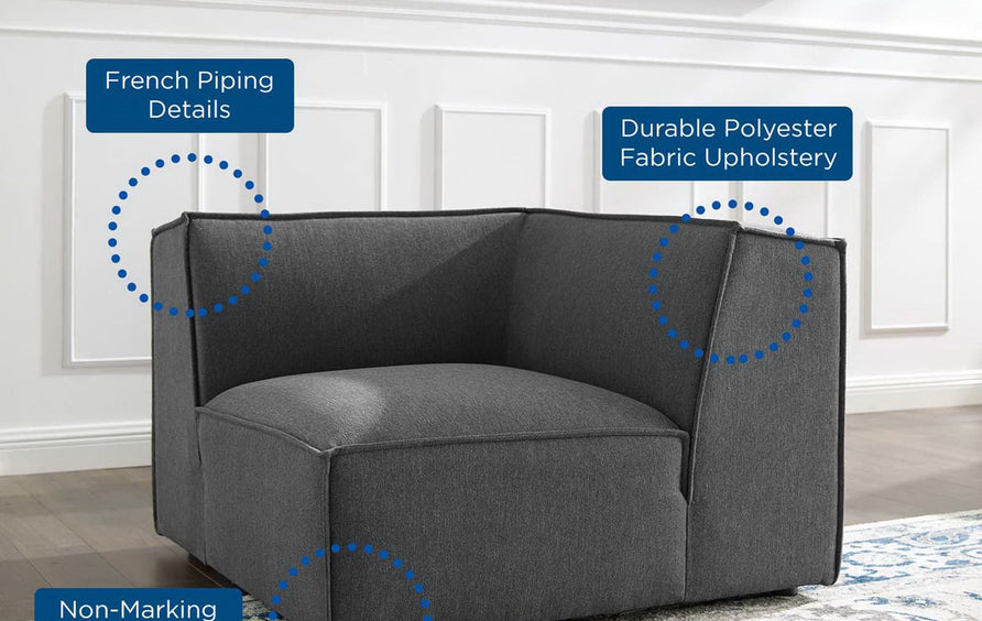 Atlas Sectional Sofa Corner Chair in Charcoal