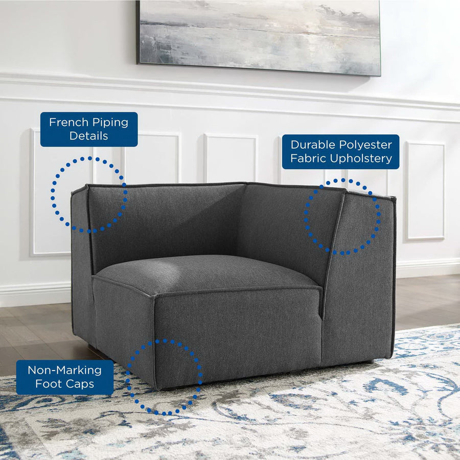 Atlas Sectional Sofa Corner Chair in Charcoal