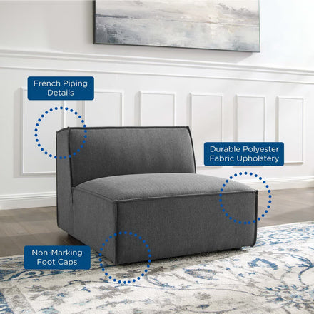 Restore Sectional Sofa Armless Chair in Charcoal