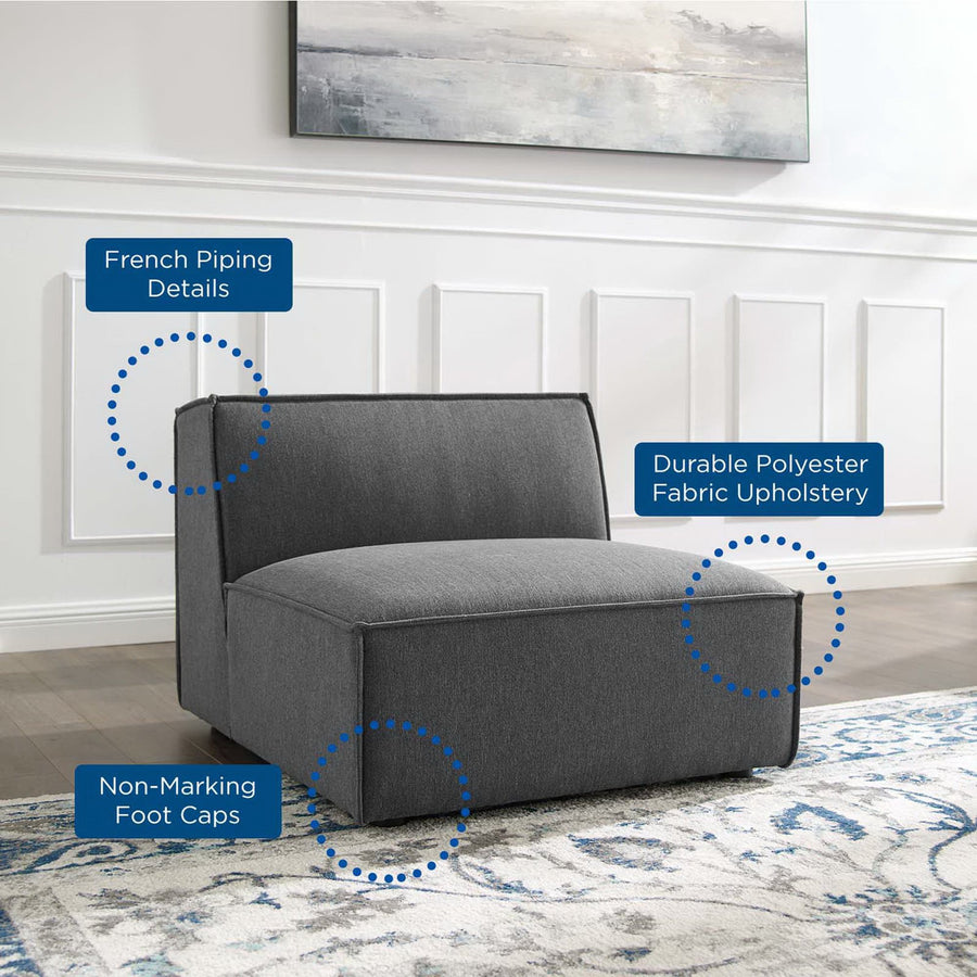 Atlas Sectional Sofa Armless Chair in Charcoal