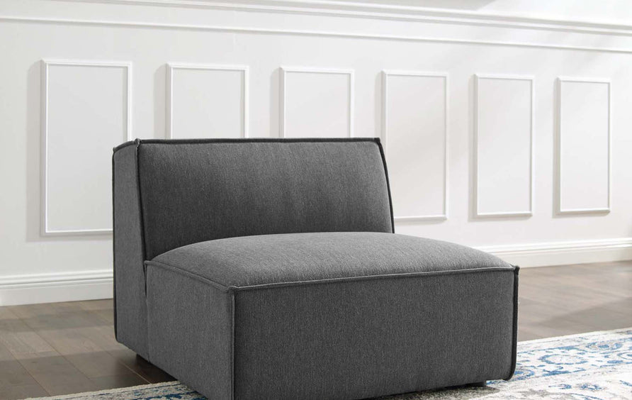 Atlas Sectional Sofa Armless Chair in Charcoal