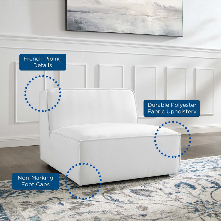 Atlas Sectional Sofa Armless Chair in White