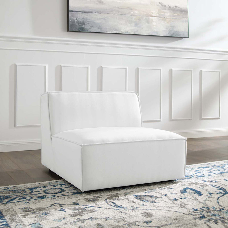 Atlas Sectional Sofa Armless Chair in White