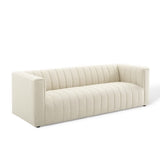Clifden Channel Tufted Upholstered Fabric Sofa in Beige