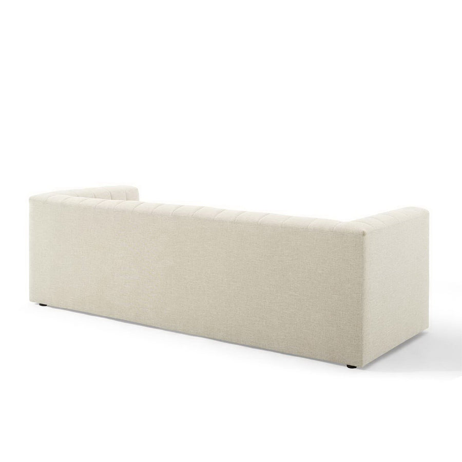 Clifden Channel Tufted Upholstered Fabric Sofa in Beige